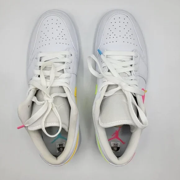 Nike Air Jordan 1 Retro Low Men Size 10 CW7033-100 Swoosh Shoes Whit Multicolor - Picture 8 of 14